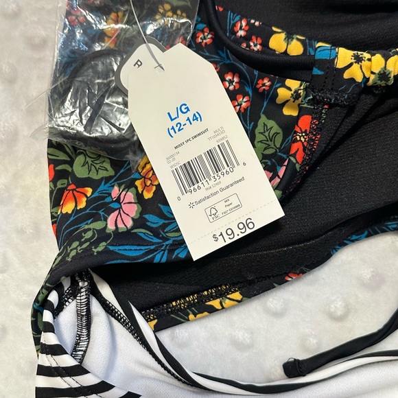 Time and Tru Women's Mint To Be Bandeau One Piece Swimsuit Large BNWT - Picture 4 of 4